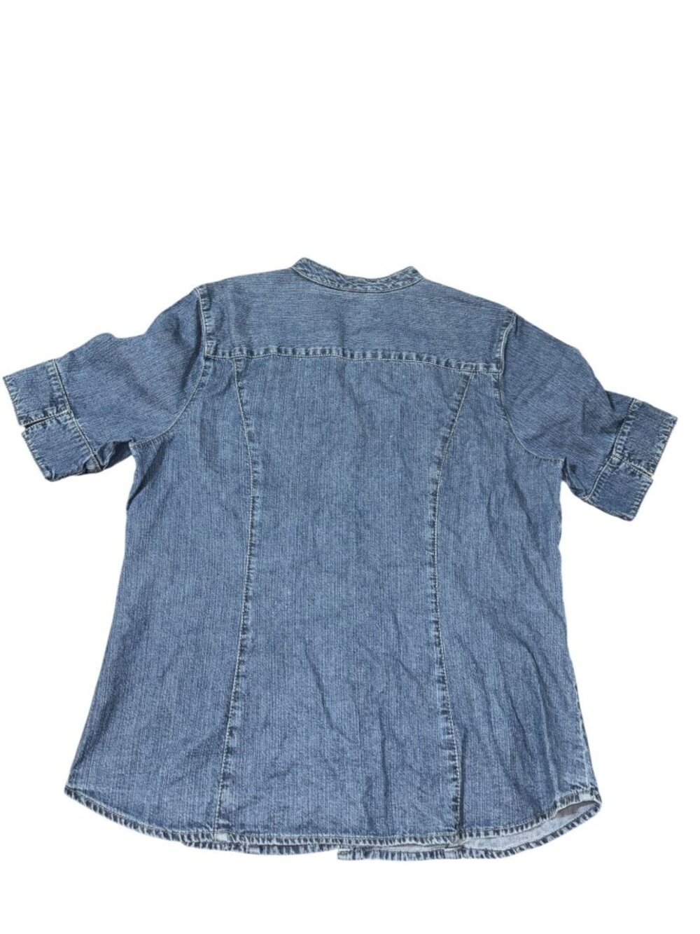Vintage  Faded Glory Large Pearl Snap Chambray Blouse Ladies - Picture 7 of 8